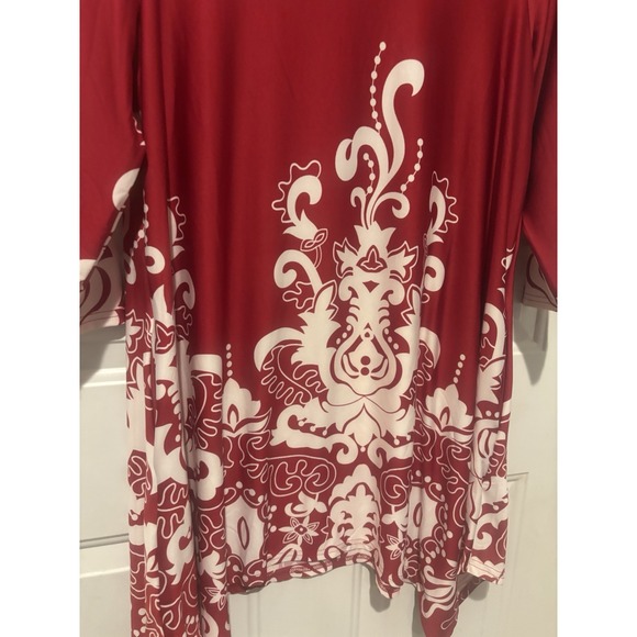 White Mark Tunic Top Women's XL Red White Scoop‎ Neck 3/4 Sleeve - Picture 2 of 11